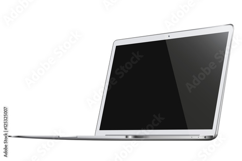 Modern glossy laptop isolated on white background.