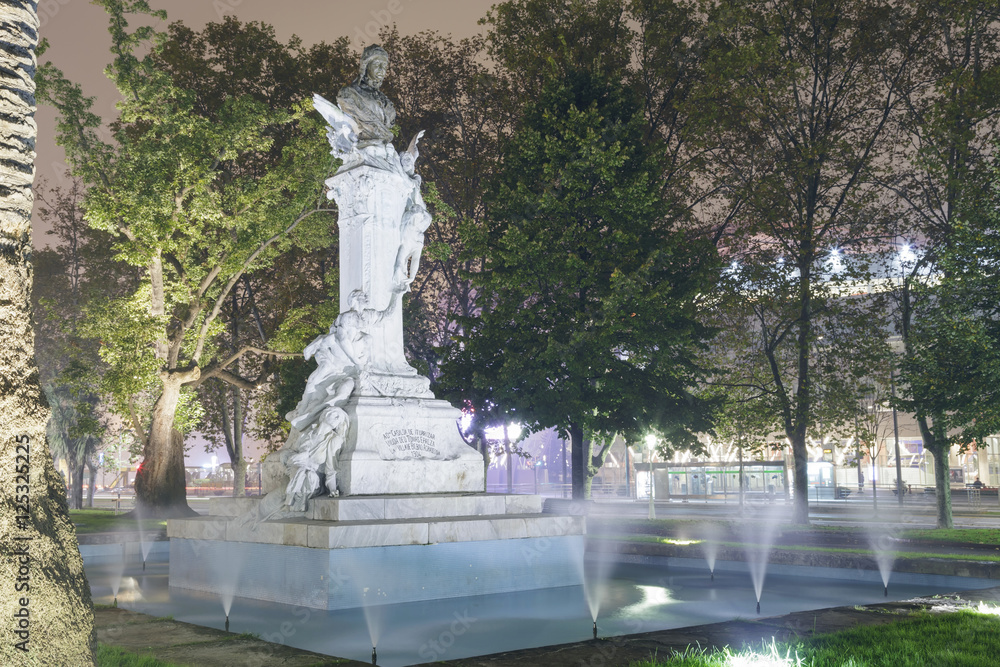 Dona Casilda de Iturrizar park at night, in Bilbao, Biscay, Basque Country, Spain. Long exposure shot.