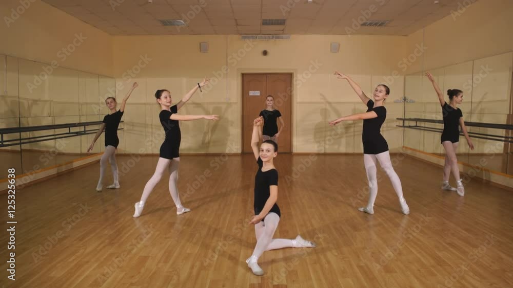 Little ballerinas dancing in dance studio Little ballerinas dancing in dance studio