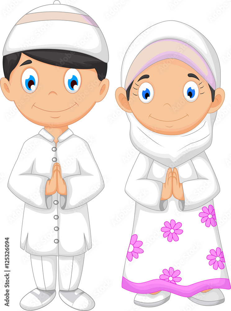 cute two muslims cartoon