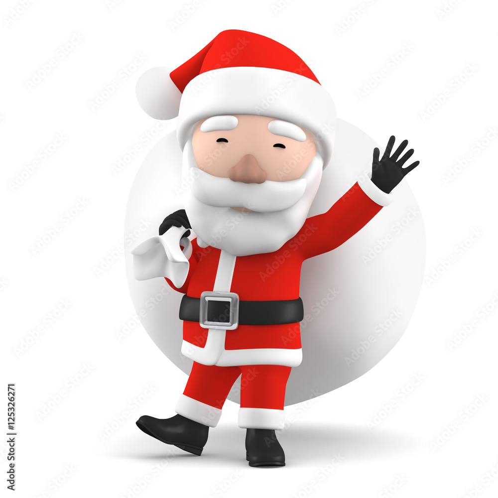 Obraz premium 3D Render of Santa Claus, happy christmas icon, funny cartoon Christmas Grandpa, decorations for Christmas greetings card, web, advert. Kind model, symbol isolated on white background