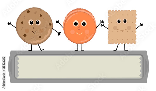 Cookies Banner - Cartoon cookies are standing on top of a baking sheet banner. Eps10