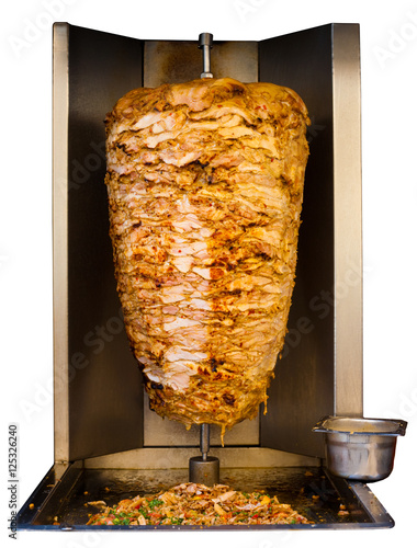 Arab Grilled Chicken Shawarma Meat Cooking White