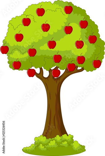 Green Apple tree full of red apples