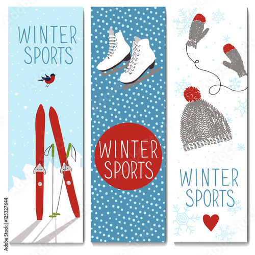 Set of 3 lovely winter cards templates. photo