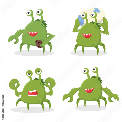 crab monster set illustration design