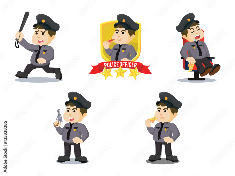 policeman cartoon set illustration design