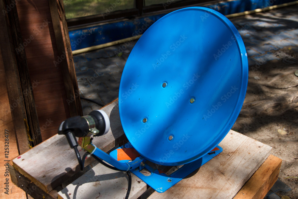 small blue satellite dish