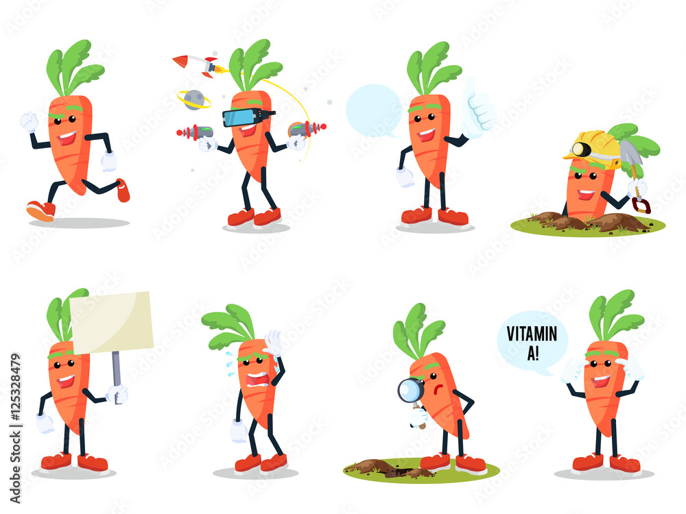 carrot cartoon set illustration design