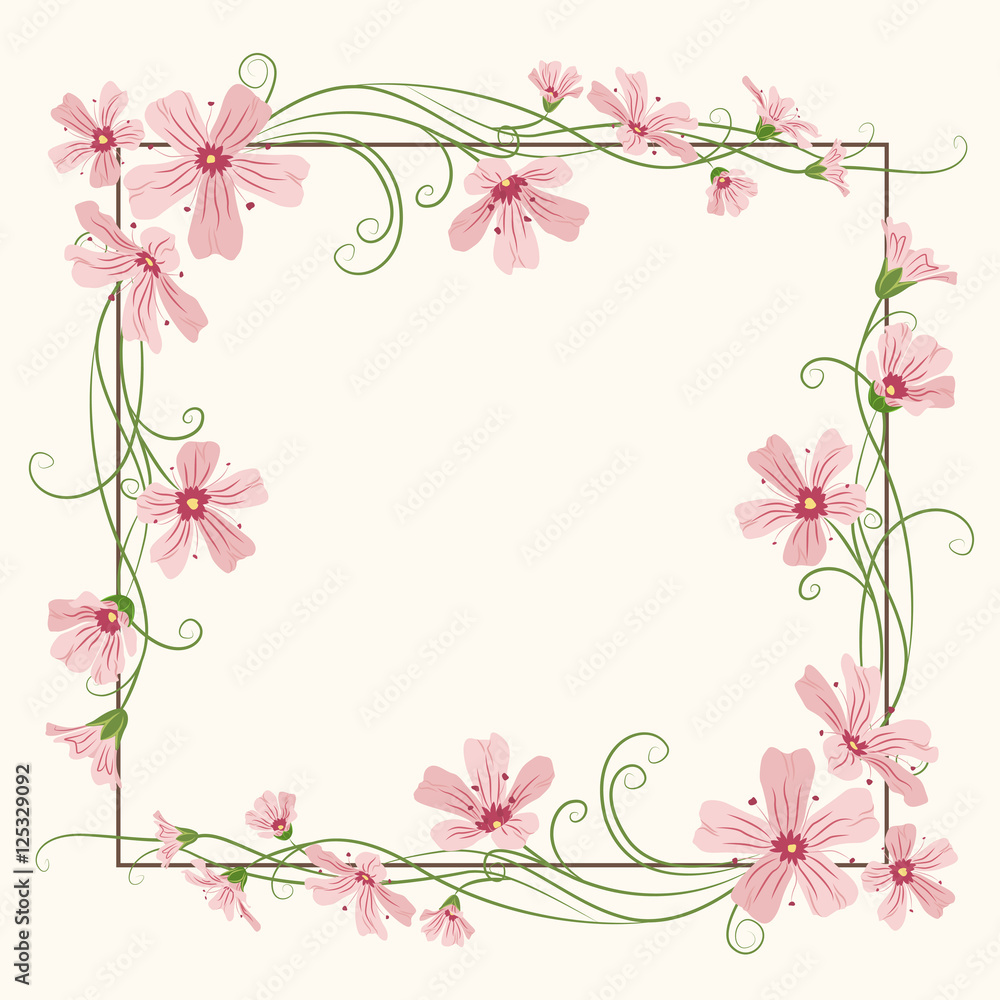 Gypsophila flowers rectangle border frame template