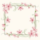 Gypsophila flowers rectangle border frame template