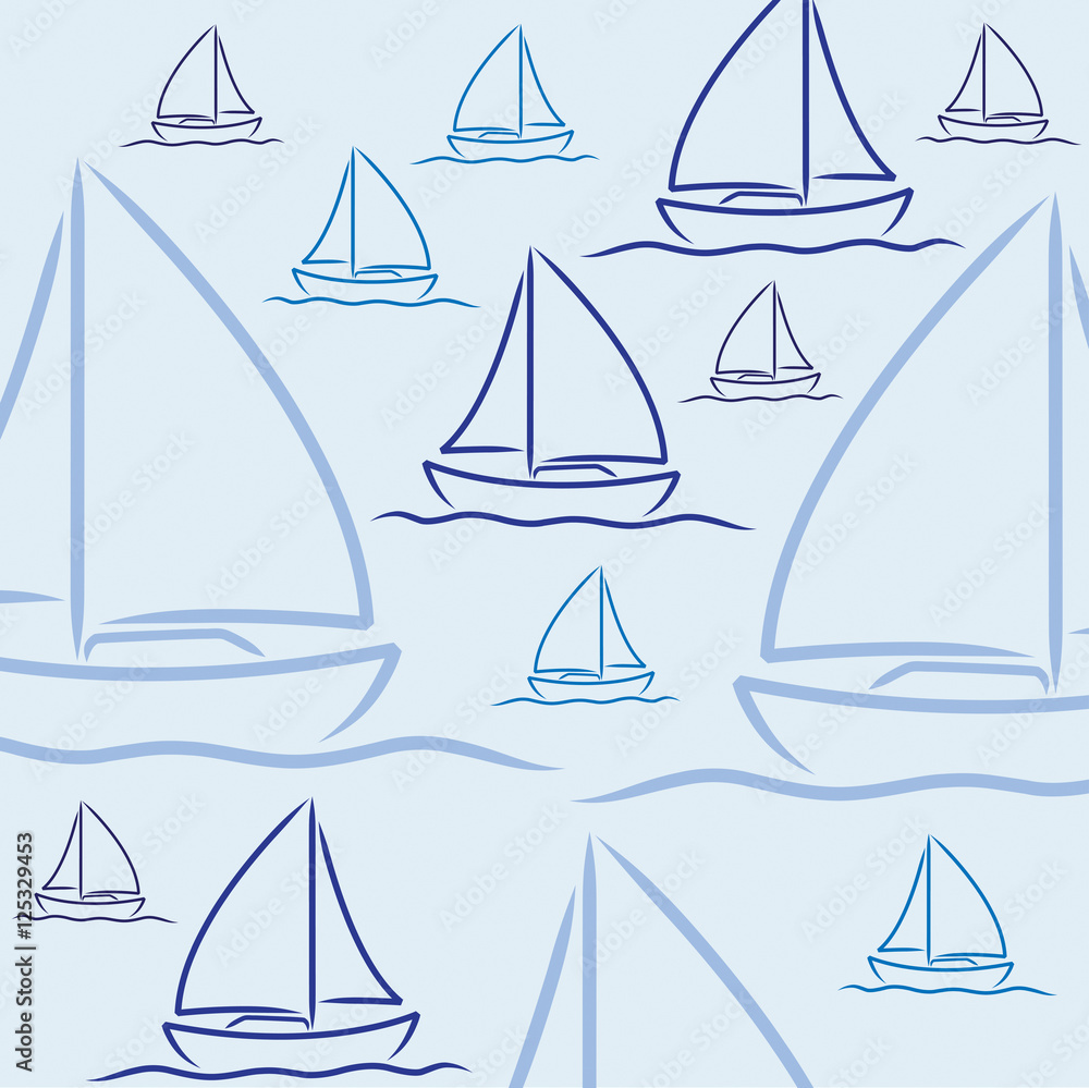 Hand drawn sailing boat pattern in vector format. Hand drawn sailing boat pattern in vector format.