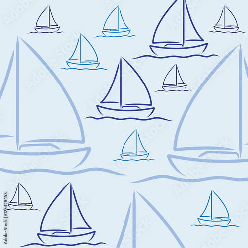 Hand drawn sailing boat pattern in vector format.
