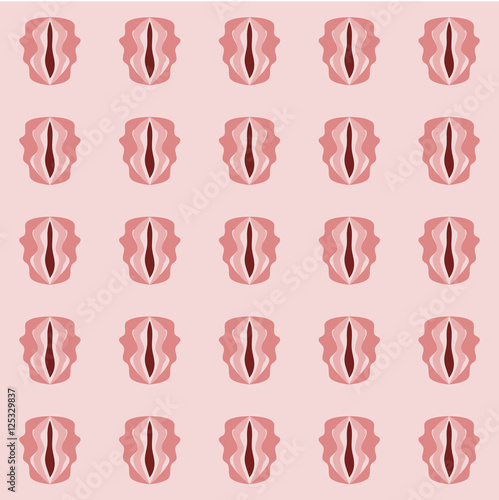 Abstract red pink tile able pattern with yoni motif