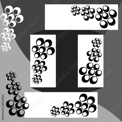 Abstract black white gray pattern composed of bubbles design elements
