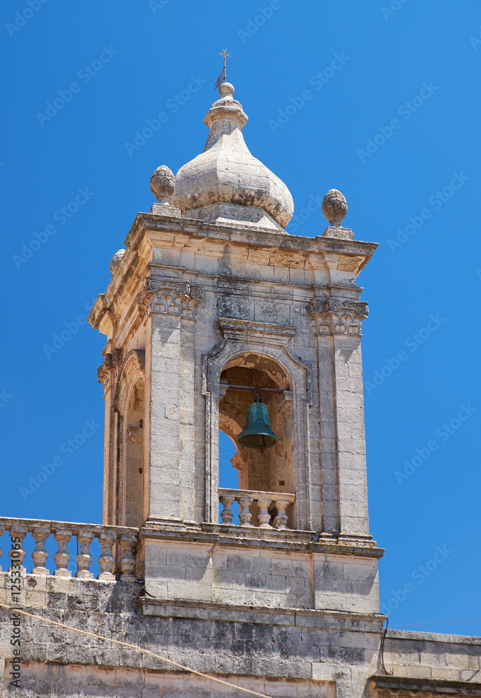 The bell tower of Collegiate Church of St Paul in Rabat, Malta