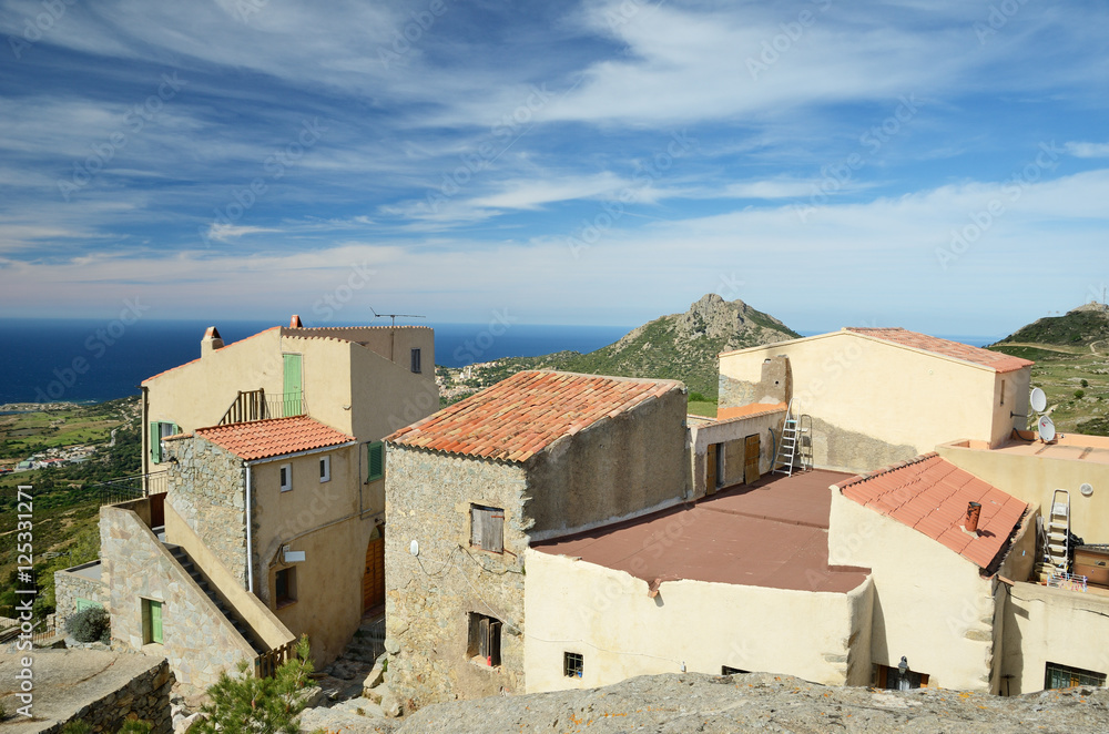 Corsican town Pigna on the mountain top