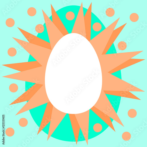 Clear white egg with orange green radiant border with spots