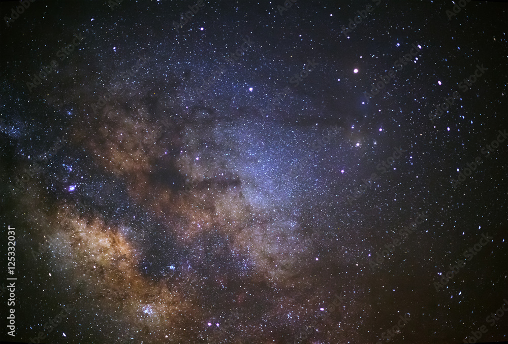 Milky Way galaxy, Long exposure photograph, with grain. Milky Way galaxy, Long exposure photograph, with grain.