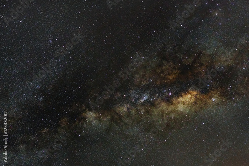 Close-up of Milky Way,Long exposure photograph, with grain