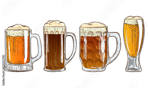 Set of mugs of beer