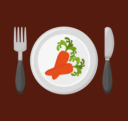 dish with vegetable menu vector illustration design