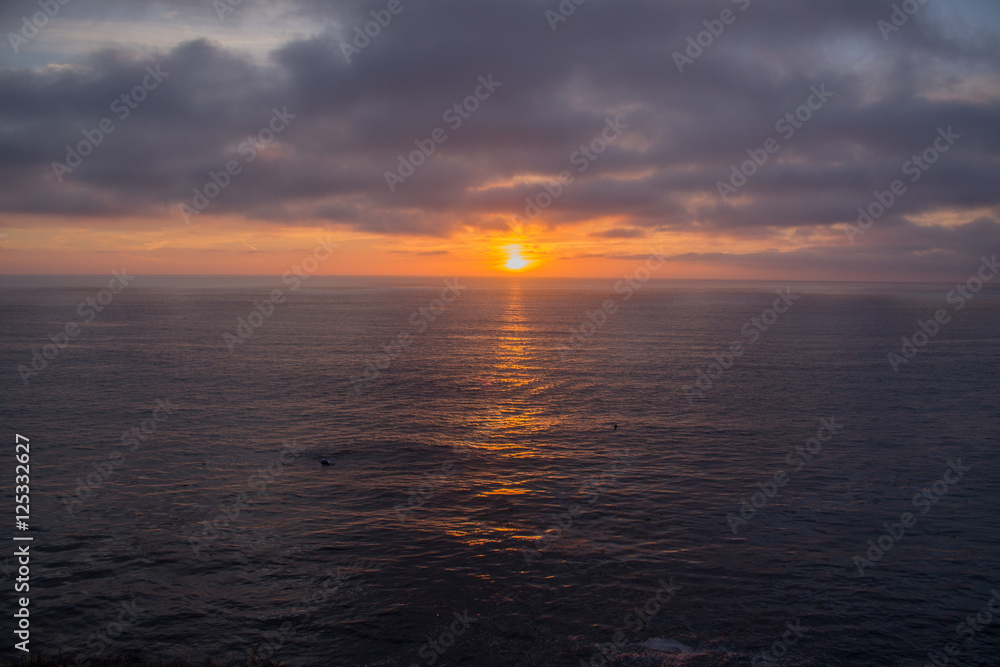 Sea Sunset cloudy sky Orange Horizon 