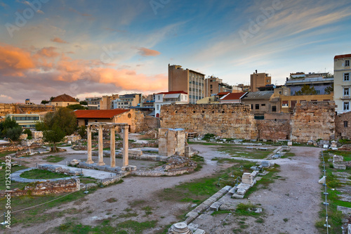 Ancient ruins in city of Athens, Greece.