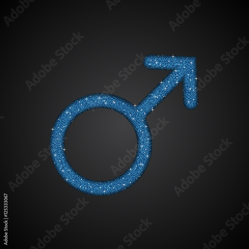 Gender Men Blue Sequins Vector Icon.