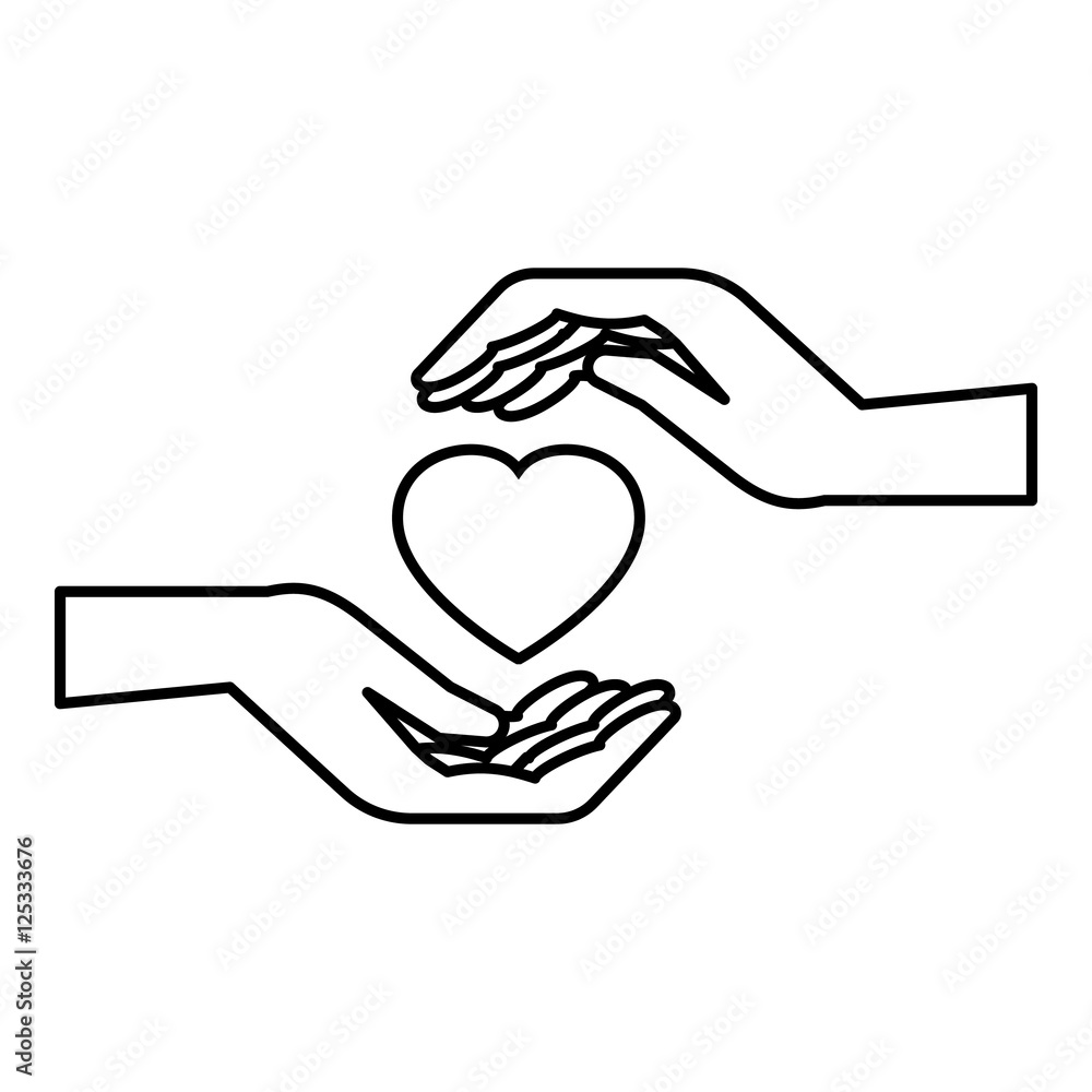 holding hands heart vector