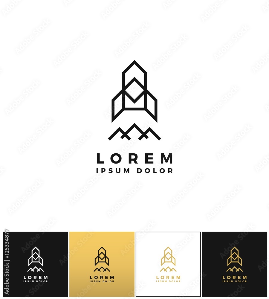 Rocket logo or triangular line company vector icon Rocket logo or triangular line company vector icon
