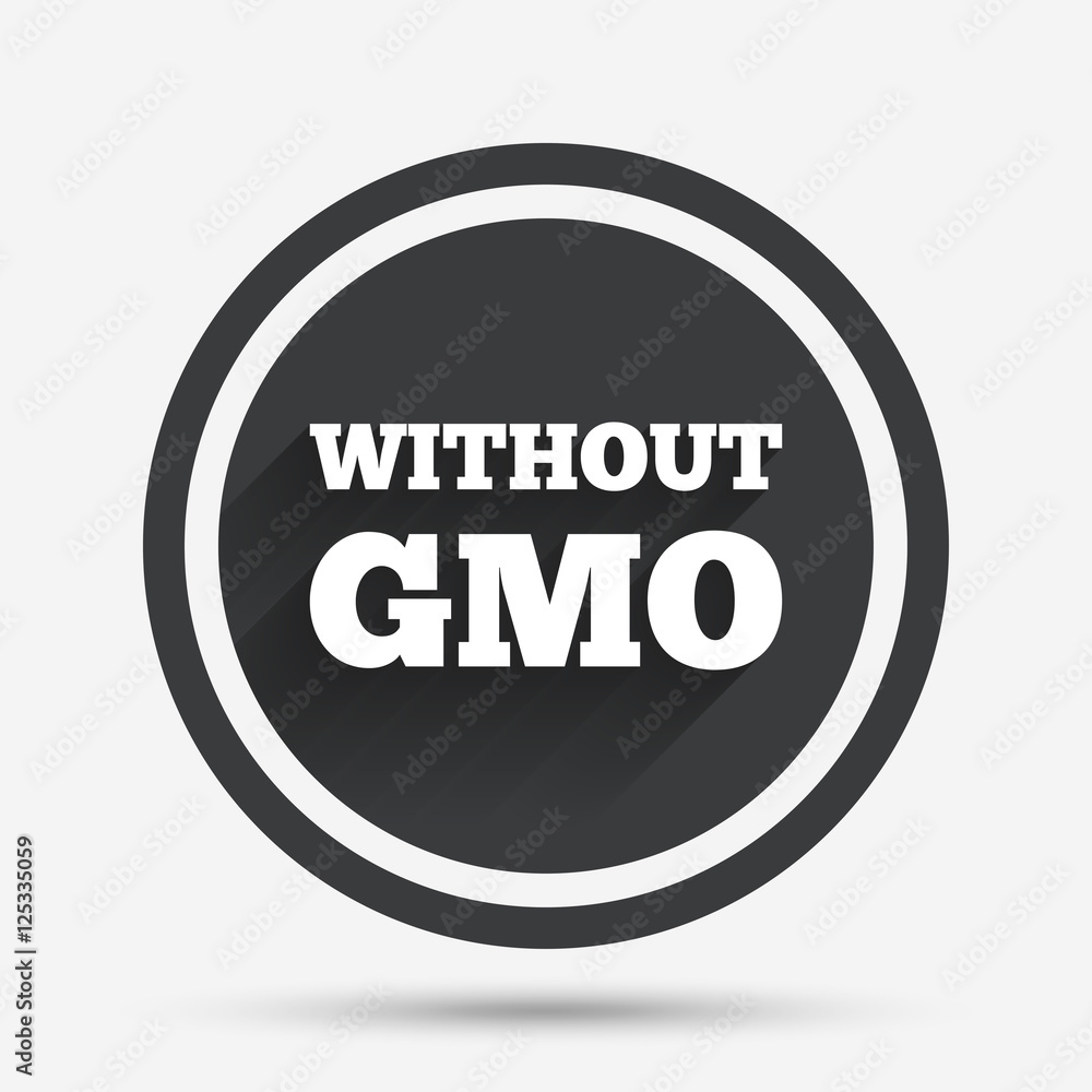 No GMO sign. Without Genetically modified food. No GMO sign. Without Genetically modified food.