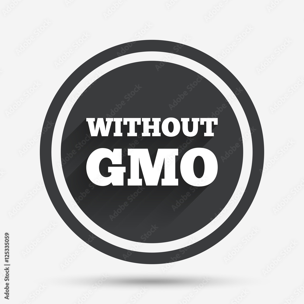 No GMO sign. Without Genetically modified food.