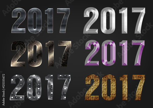 2017 Year vector typography different styles collection
