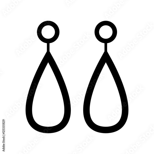 Isolated glamour earrings image. Earrings icon - woman jewelry accessory silhoette. Luxury earrings jewelry. Vector illustration on white background.