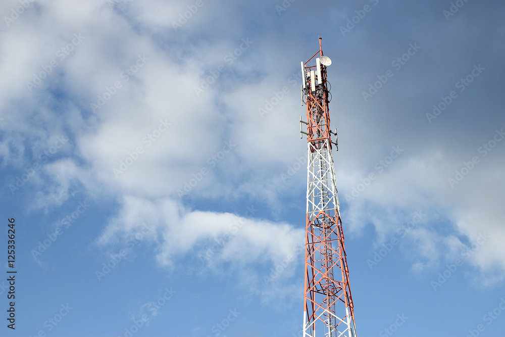 Telecommunication tower with blue sky Telecommunication tower with blue sky