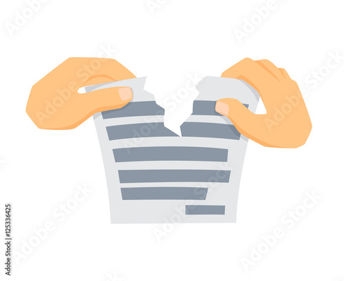Hands tears paper