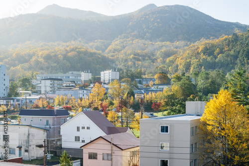 Toyako is a town in Abuta District, Hokkaido, Japan in the autumn season photo