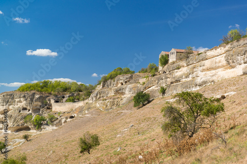 Cupations the southern slopes of the plateau and the medieval Karaite kenesa of the city-fortress Chufut-Kale. Bakhchysaray, Crimea, Russia
