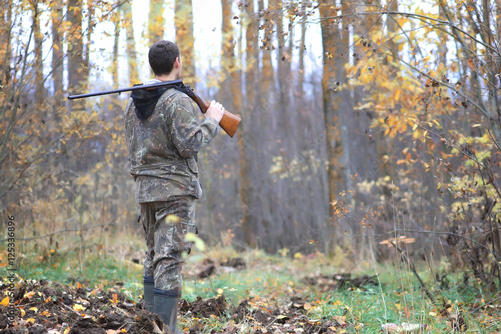 man hunter outdoor in autumn hunting