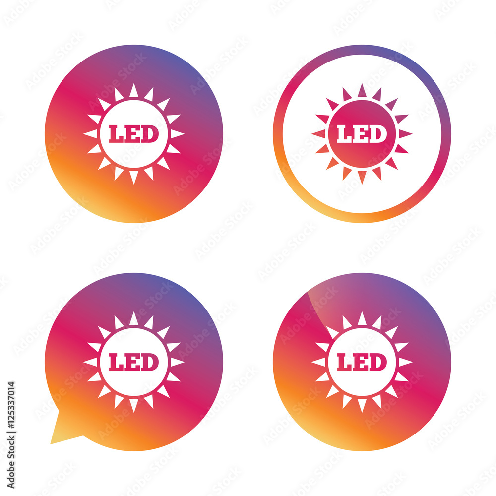 Led light sun icon. Energy symbol. Led light sun icon. Energy symbol.