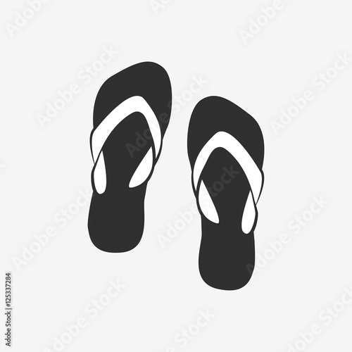 Vector icon - pair of black flip flops on grey background