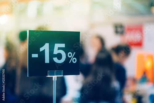Fifteen percent discount in bookstore