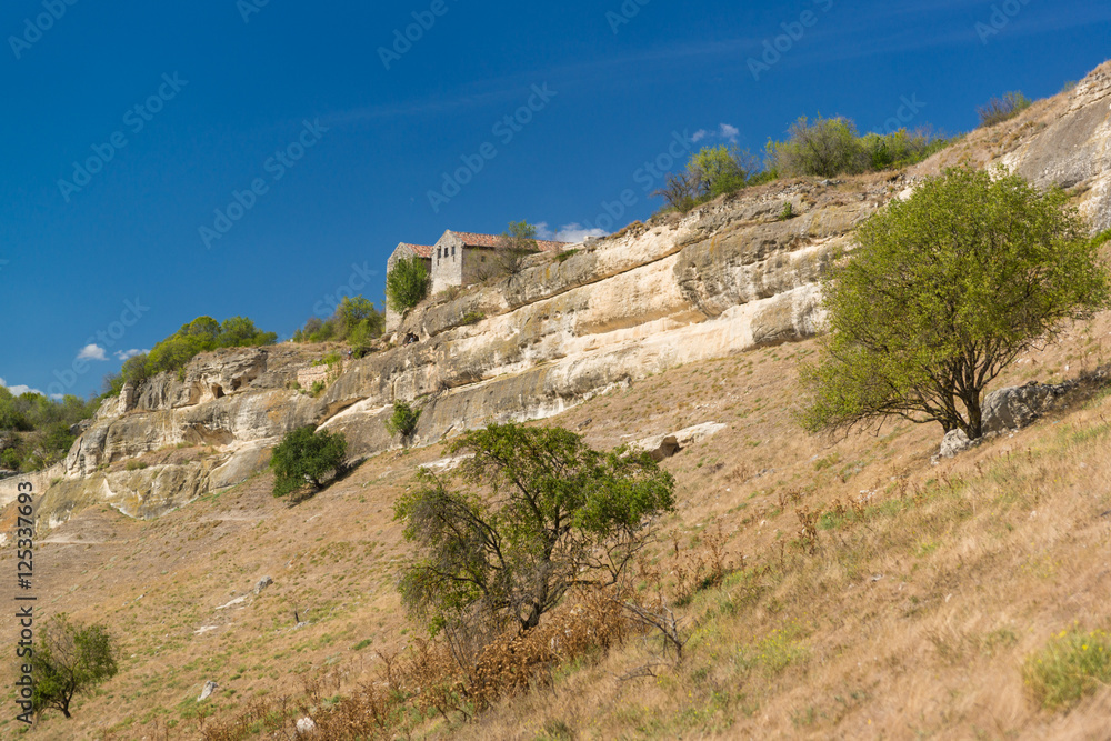 Cupations the southern slopes of the plateau and the medieval Karaite kenesa of the city-fortress Chufut-Kale. Bakhchysaray, Crimea