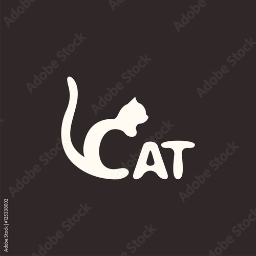 logo cat. Letter C made like a cat. Vector design logo. Vector illustration