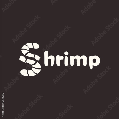 Logo shrimp. Letter S made like a shrimps. Vector design logo. Vector illustration