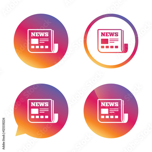 News icon. Newspaper sign. Mass media symbol.