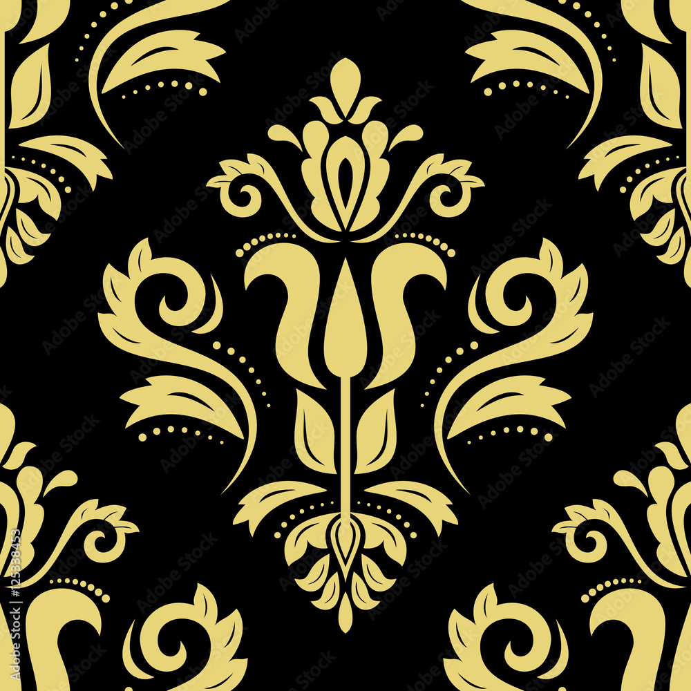 Seamless classic vector black and golden pattern. Traditional orient ornament Seamless classic vector black and golden pattern. Traditional orient ornament