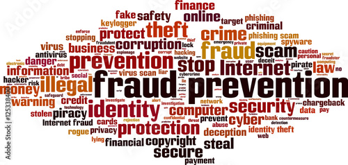Fraud prevention word cloud concept. Vector illustration