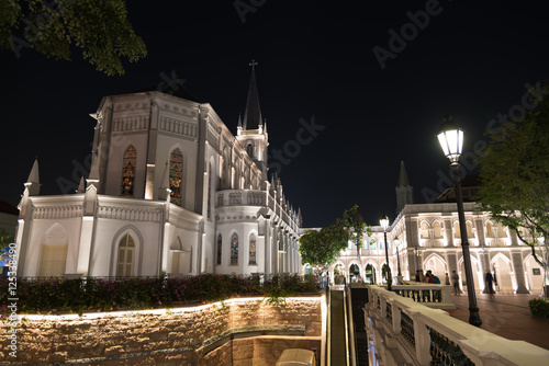 Chijmes historic building complex at night, Singapore photo